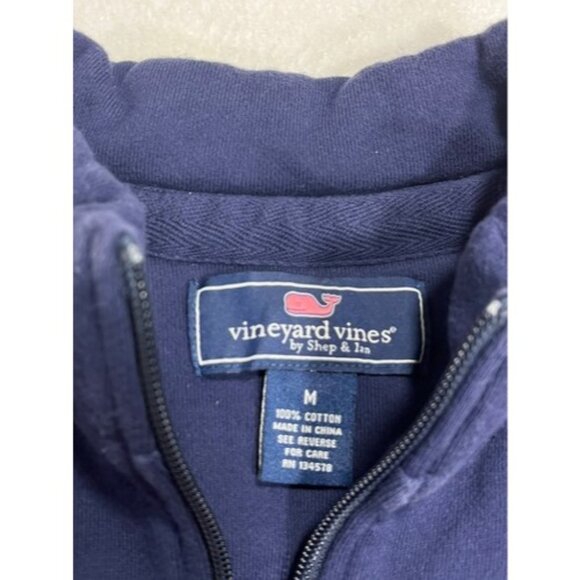 Mens M Vineyard Vines Martha's Shep Ian Rugby 1/4 Zip Red Blue Stripes Logo - Picture 7 of 8